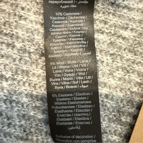 Pieces Cashmere Wool Blend Wrap Scarf Heathered Gray Knit Soft Feminine Cozy - Picture 9 of 9